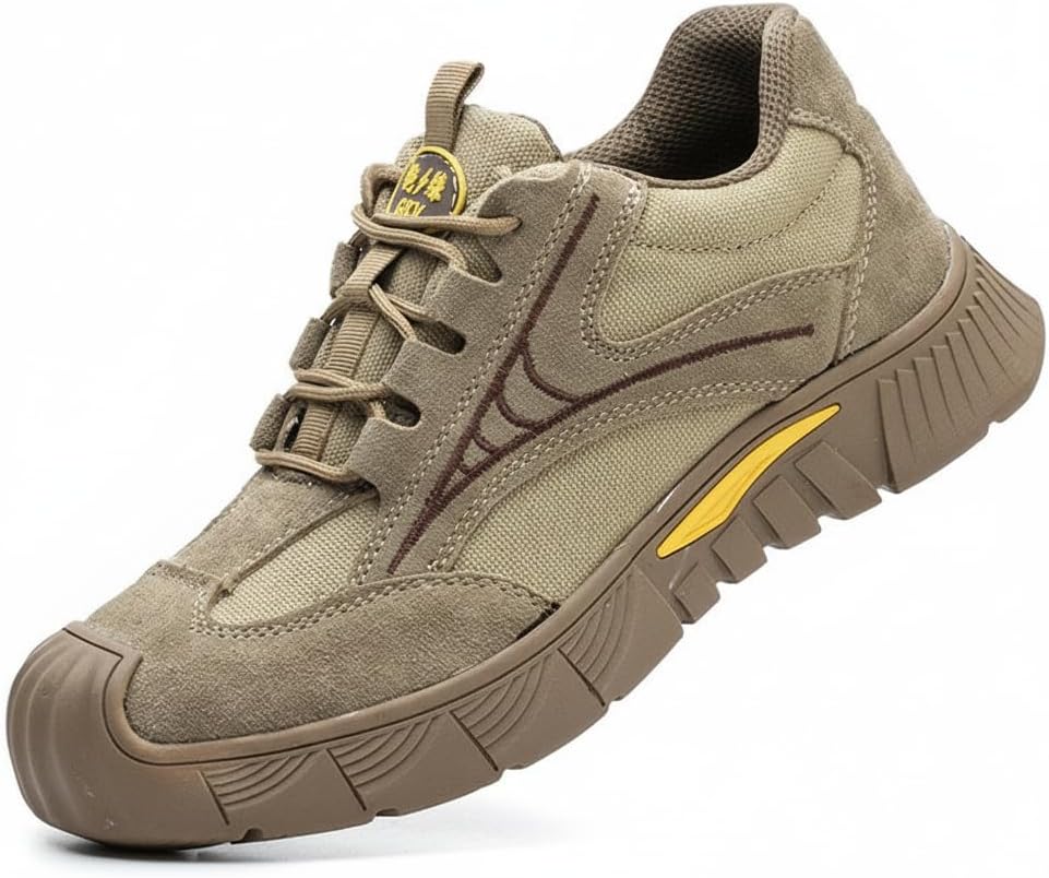 

Мужские защитные ботинки от электрического удара 6KV, с композитным носком, проколоустойчивые, противоскользящие кроссовки, легкая подошва, промышленная обувь для электриков Flowergirr, хаки