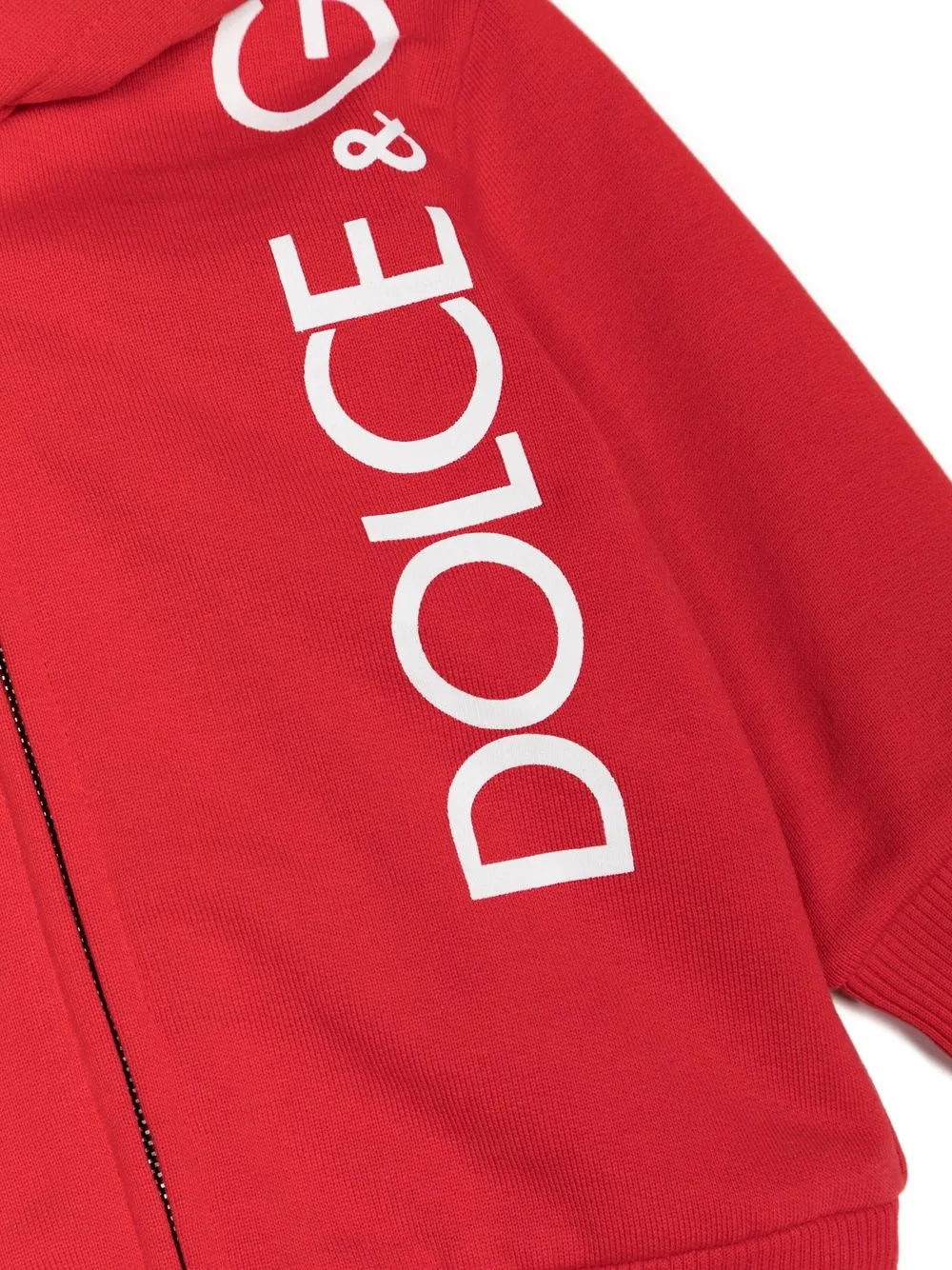 Худи на молнии с логотипом Dolce & Gabbana Kids, красный — фото 3
