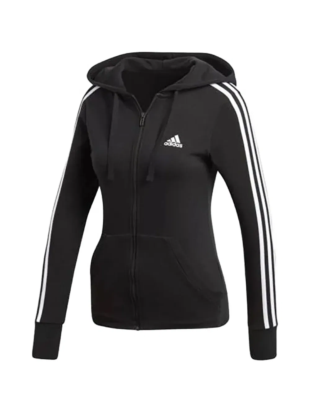 Худи Essentials с тремя полосками на молнии Adidas, черный