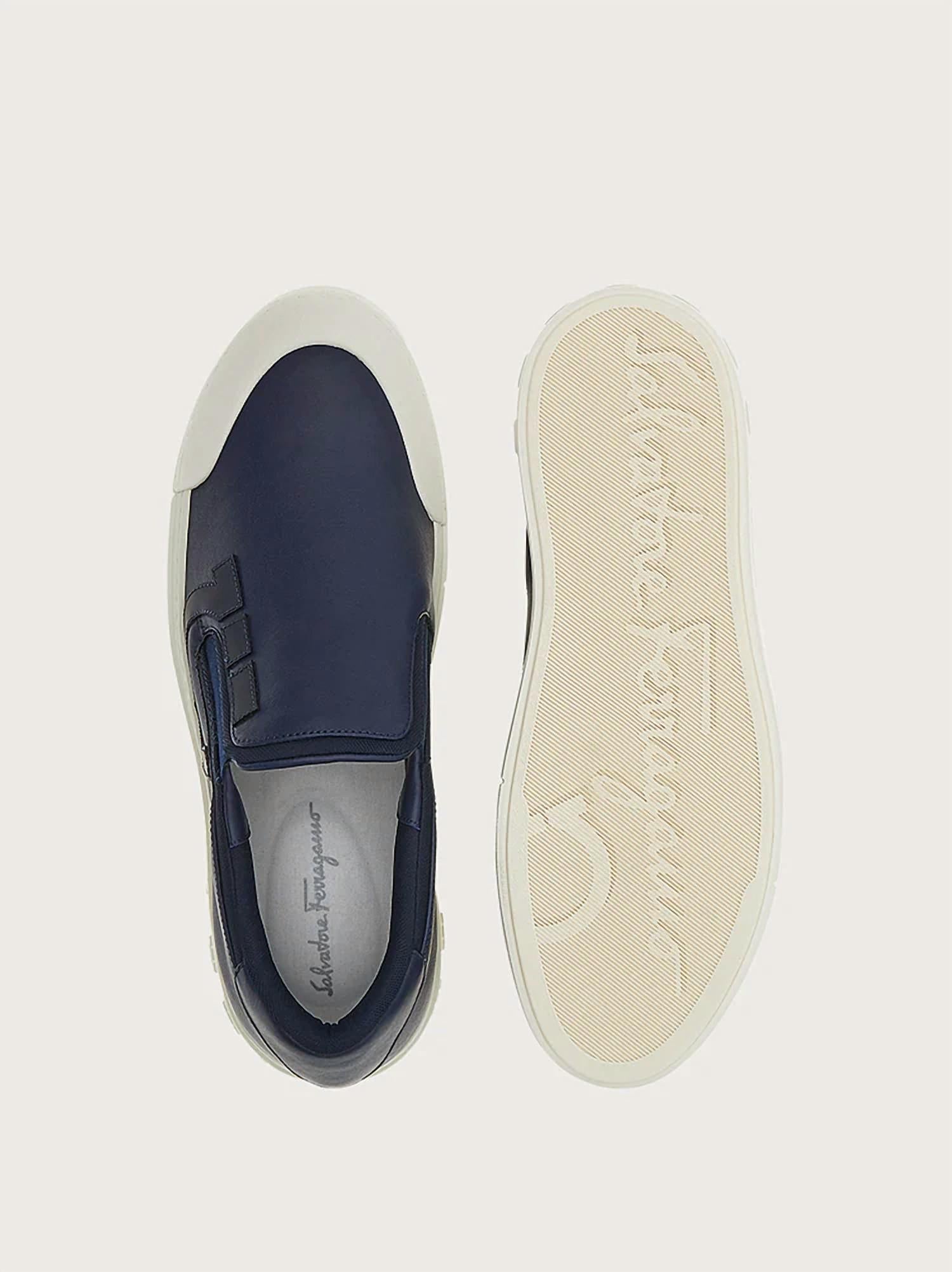 Мужские кроссовки Gancini Slip-On в цвете «синий морской» Salvatore Ferragamo, Blue Marine — фото 4