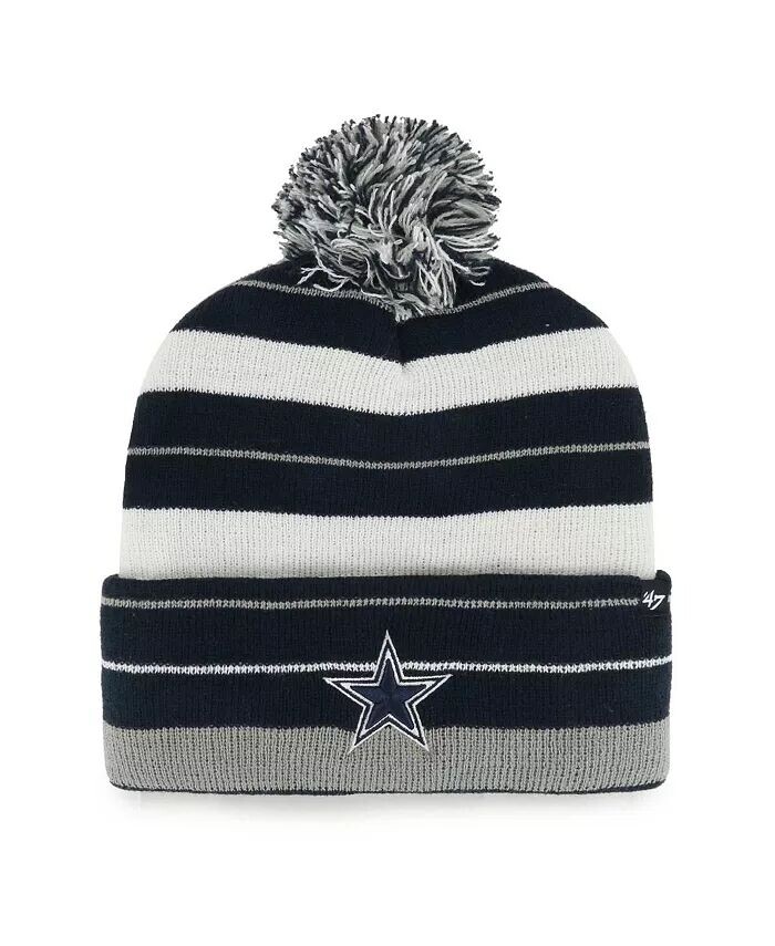 

Мужская темно-синяя вязаная шапка Dallas Cowboys Powerline с манжетами и помпоном '47 Brand