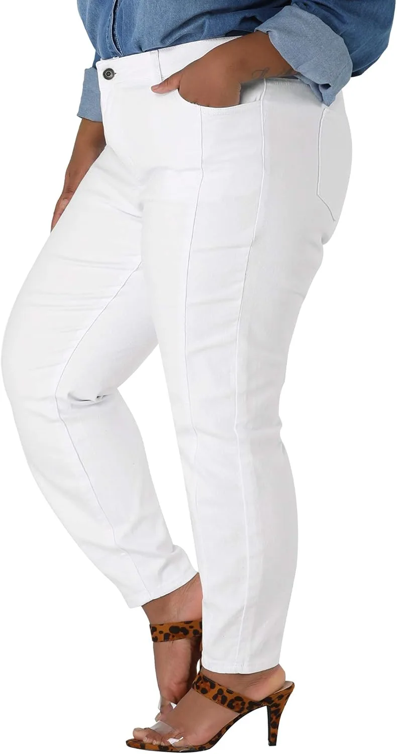 

Agnes Orinda Women's Plus Size джинсы Washed Stretchy Skinny Jean Classic High Rise