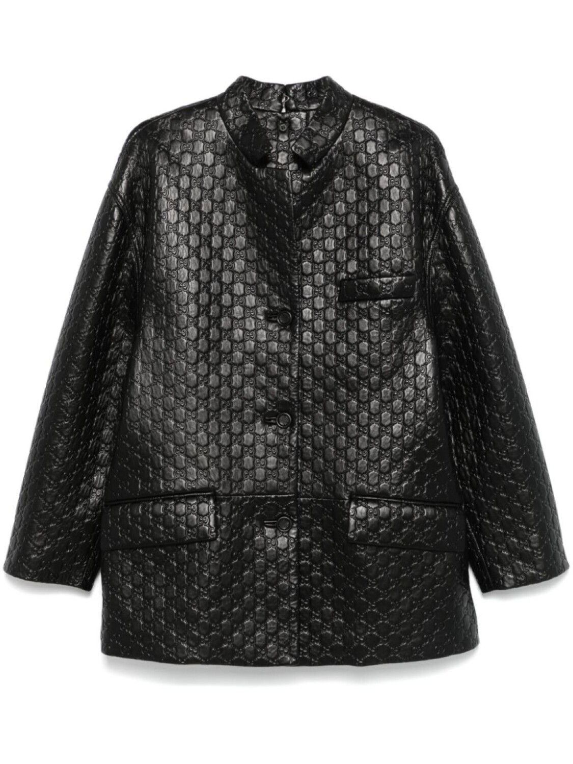 

Кожаная куртка с тиснением GG Gucci, черный