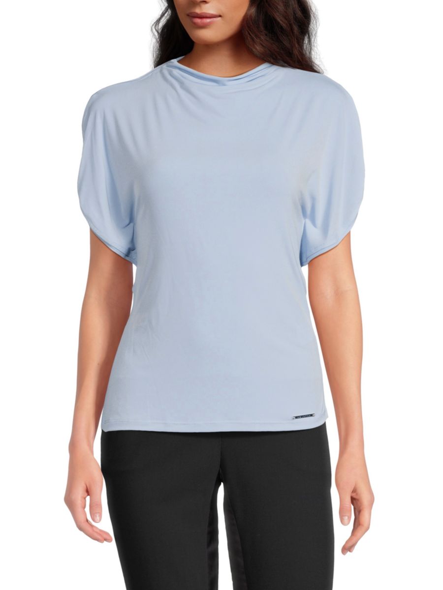 

Топ с воротником-хомутом Halston, цвет Breeze Blue