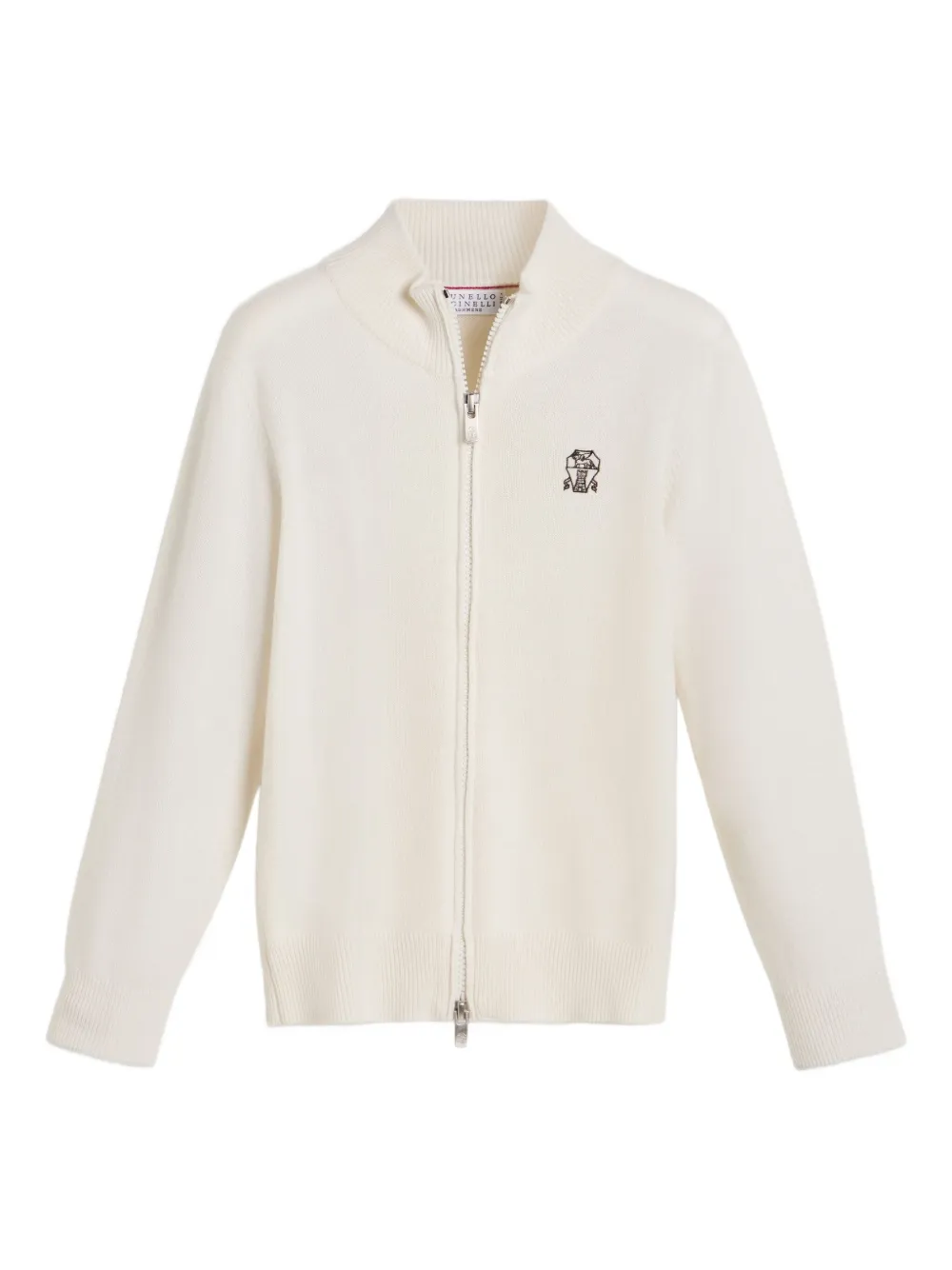 

Кардиган с вышитым логотипом Brunello Cucinelli Kids, белый