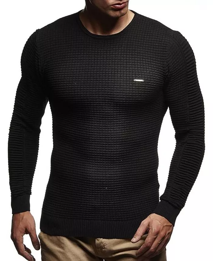 

Мужской свитер-пуловер с капюшоном, базовый худи с круглым вырезом, толстовка с длинным рукавом, облегающий крой Leif Nelson, черный