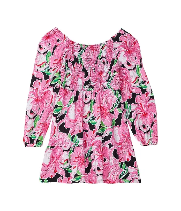 Платье с цветочным принтом Mini Jilly Long Sleeved D Lilly Pulitzer Kids, Onyx Party All The Time