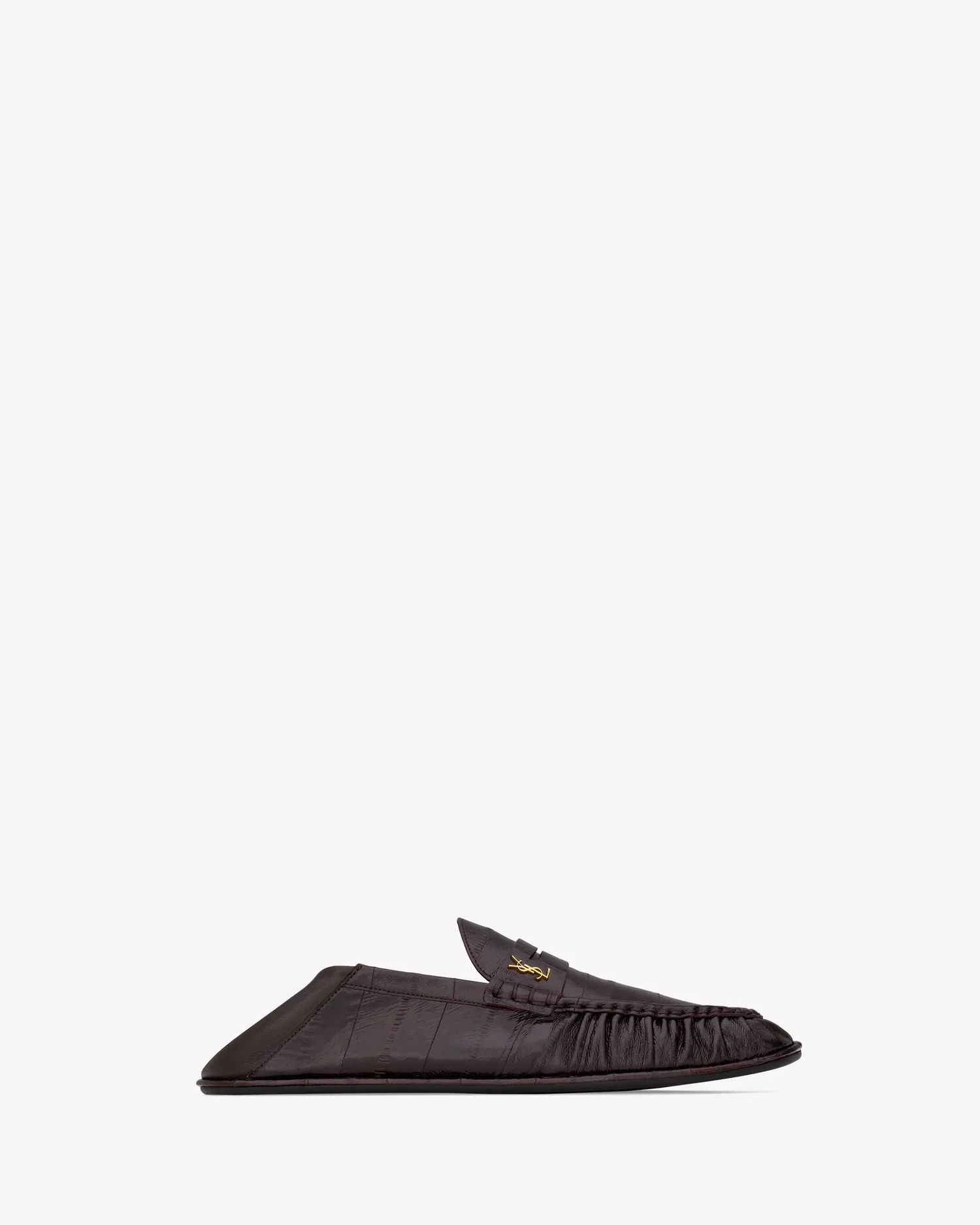 ЛОФЕР складной из угря SAINT LAURENT, коричневый