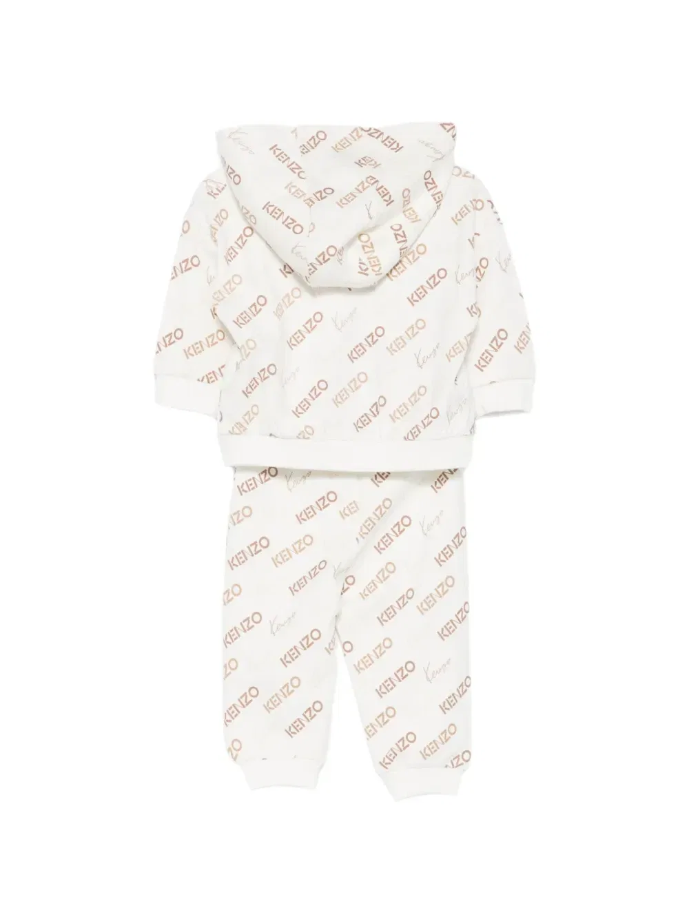 Спортивный костюм с капюшоном и узором (комплект из двух предметов) Kenzo Kids, бежевый — фото 2