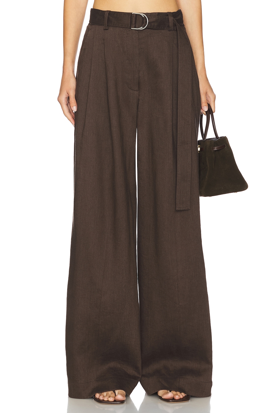 

Широкие брюки с двойной складкой Helmut Lang, espresso