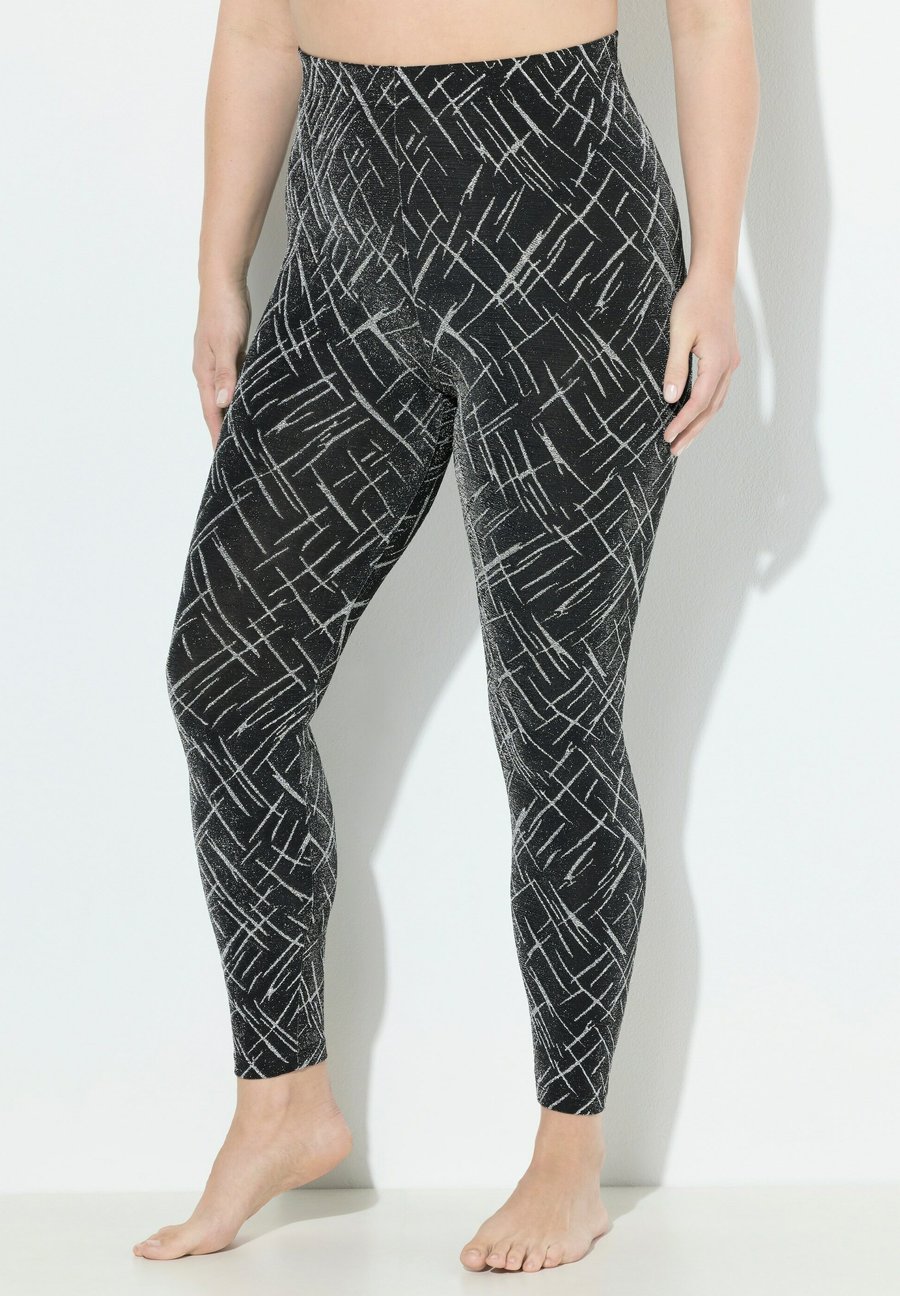 

Тайтсы Ulla Popken SPARKLING PATTERNED FOOTLESS, Silver/Silver-Coloured