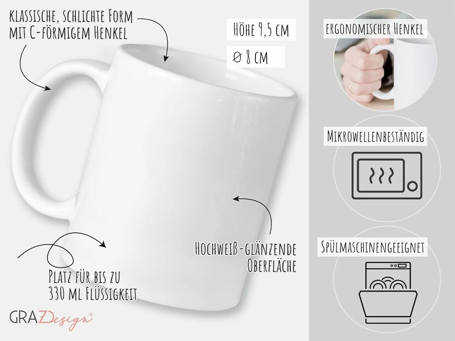 GRAZDesign кружка с единорогом и именем для девочки, детская кружка, керамика, 330 мл - Unicorn Sleepy Eyes — фото 3