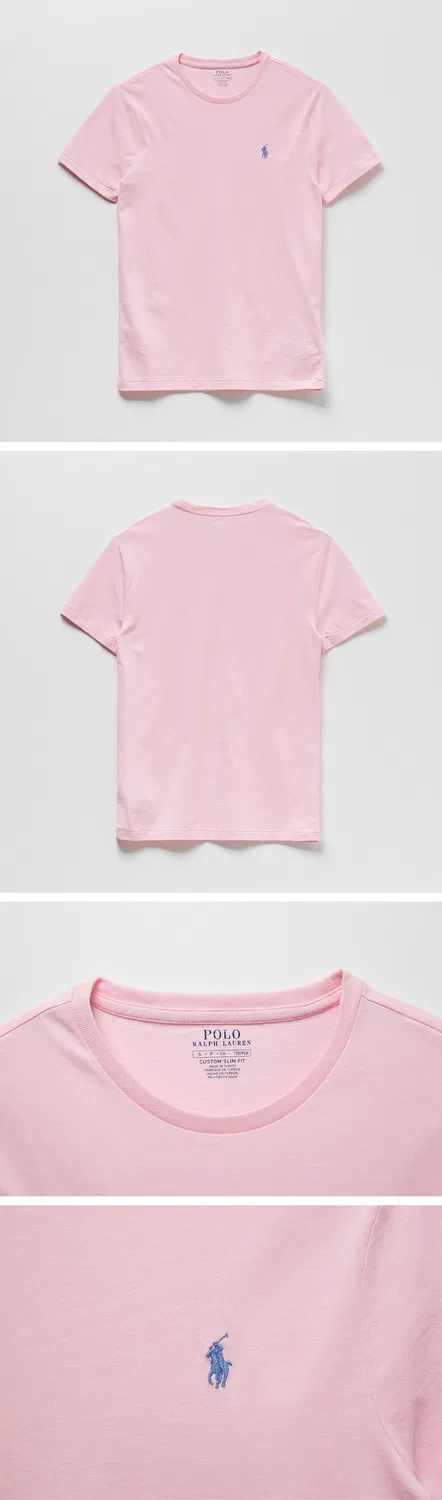 Мужская футболка Custom Slim Crew Neck розового цвета от Polo Ralph Lauren — фото 3