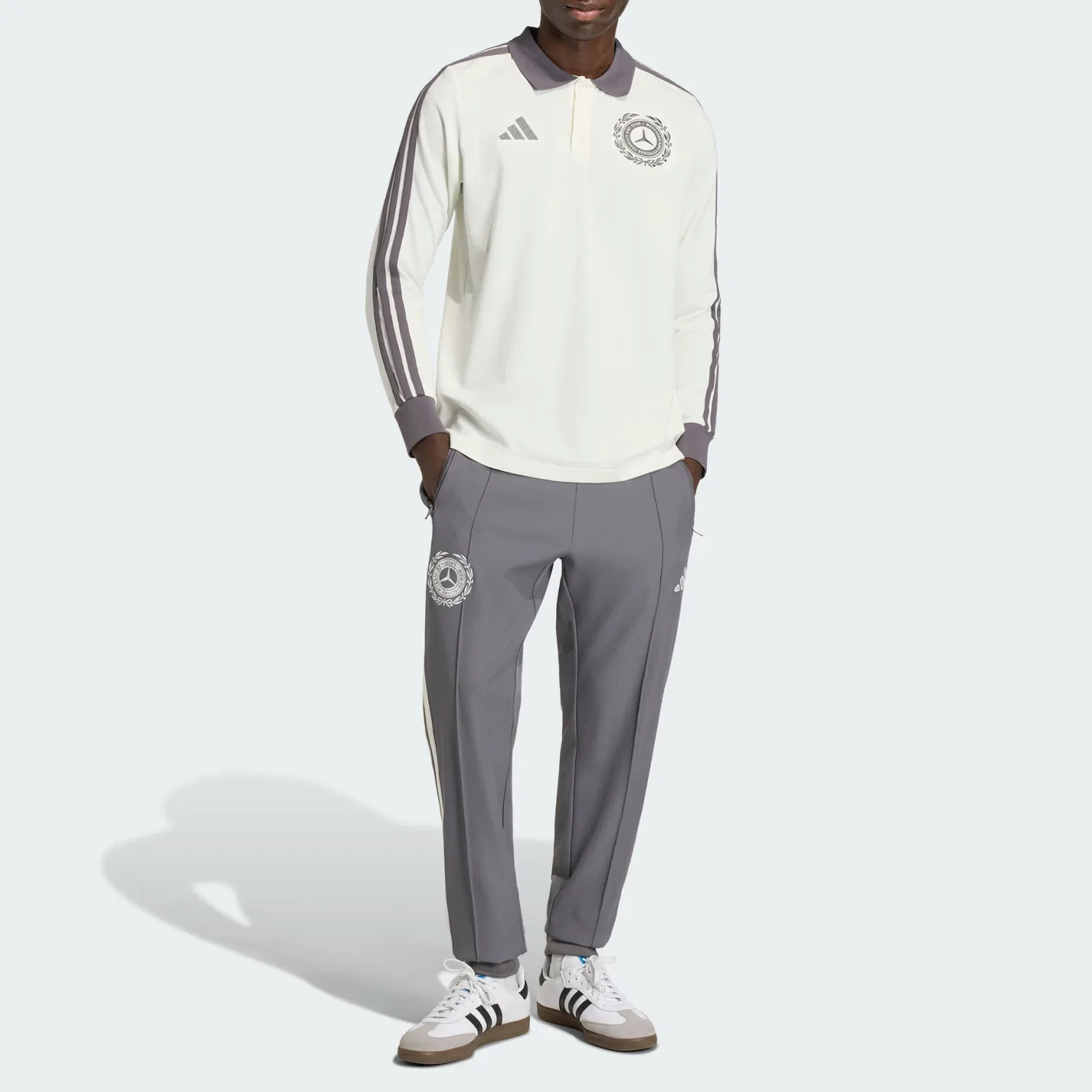 Спортивные штаны MERCEDES AMG Motorsport PETRONAS FORMULA 1 TEAM SILVER ARROWS ICON TRACK для мужчин Adidas, Granite/Ecru — фото 3