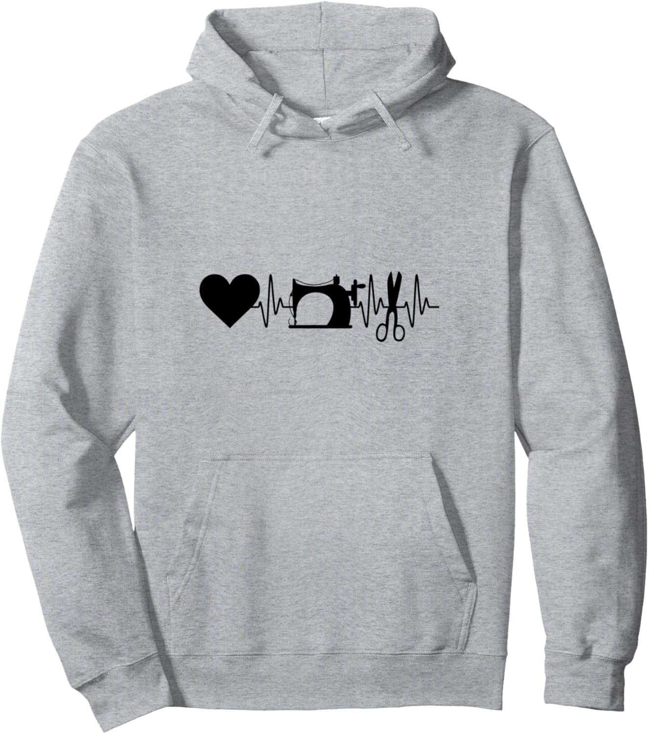 

Идеи для шитья с изображением сердцебиения. Толстовка для любителя шитья Sewing Ideas Sewing Lover, серый