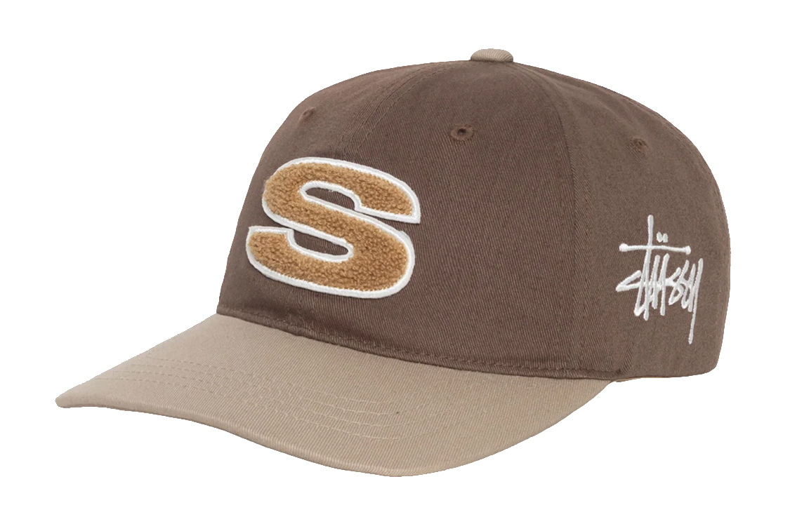 

Stussy Низкопрофильная шапка с синельной лентой и S-образной застёжкой, Brown