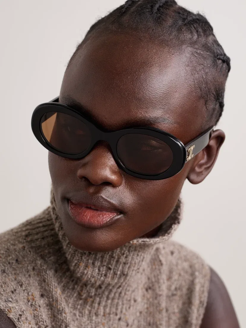 Солнцезащитные очки Triomphe в овальной оправе из ацетата CELINE EYEWEAR, черный — фото 2