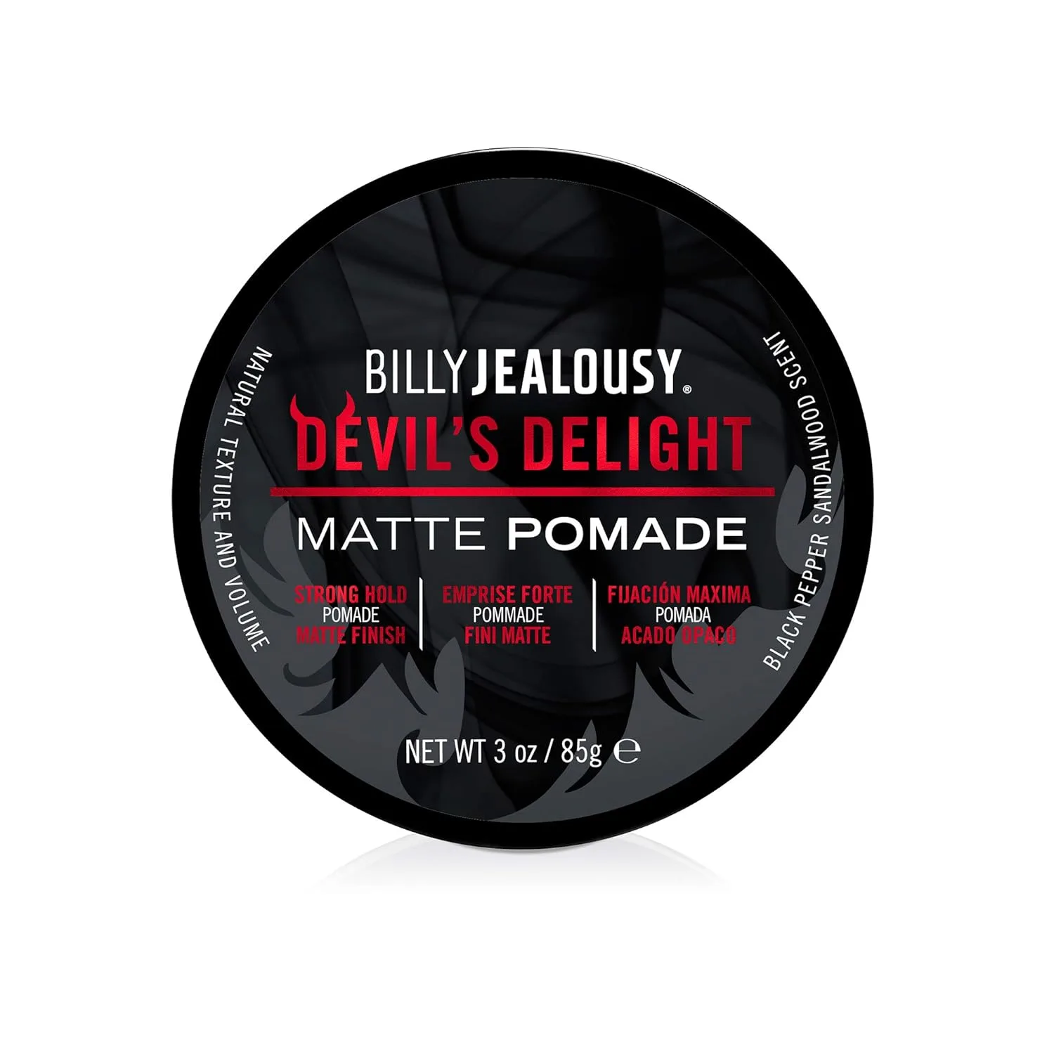 Billy Jealousy Devil's Delight Matte Pomade для мужчин: объем и текстура, сильная фиксация, водная основа, аромат черного перца и сандала, 85 г, black