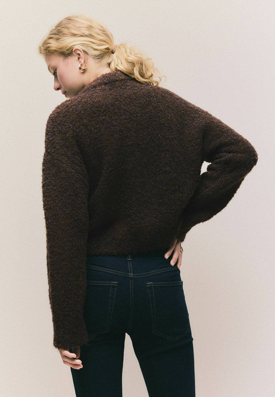 Кардиган Next BOUCLE POCKET CREW NECK, Chocolate Brown/Brown — фото 3