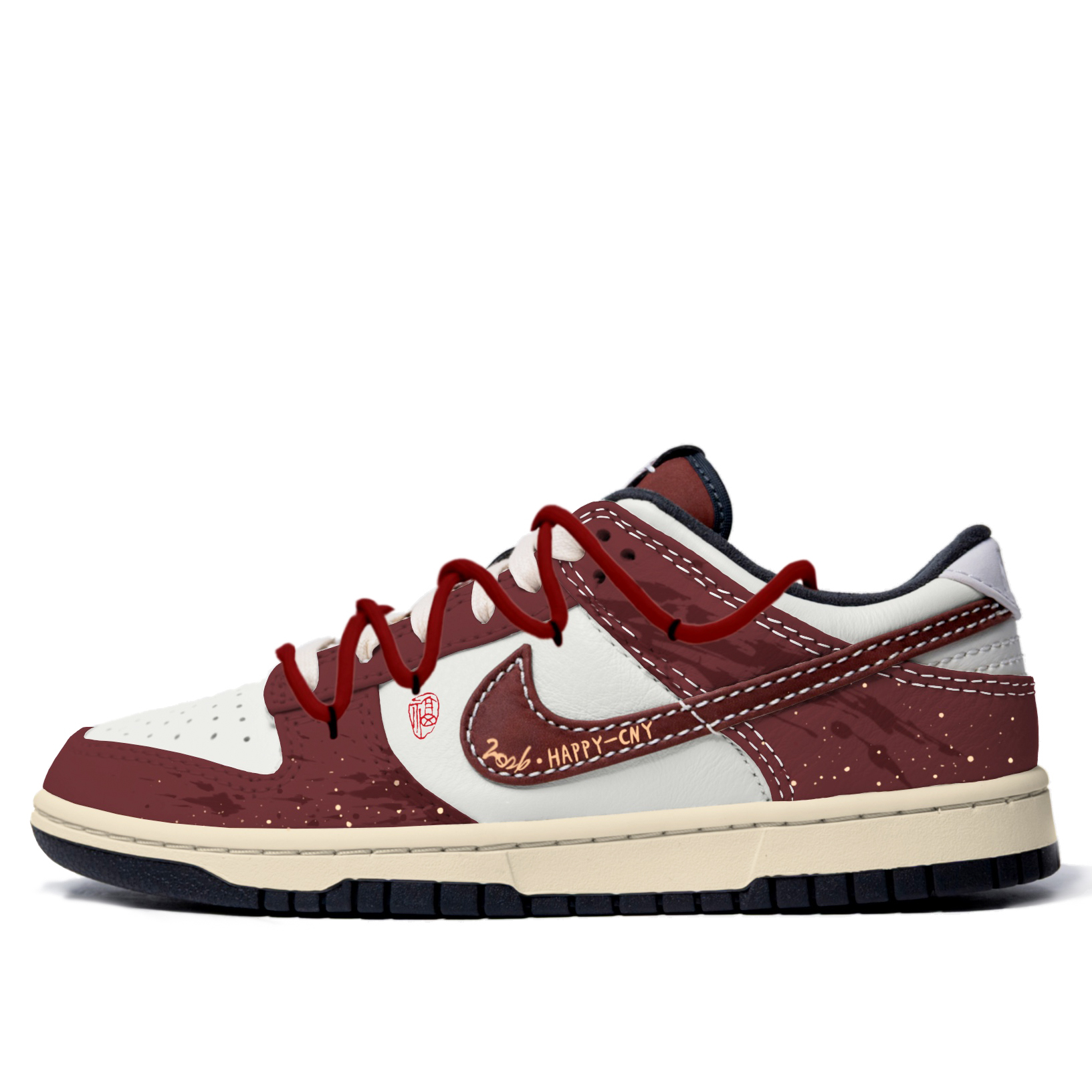 

Nike Мужские низкие скейтбордные кроссовки Dunk Dark Age Lucky Star с амортизацией и износостойкой подошвой, красного цвета