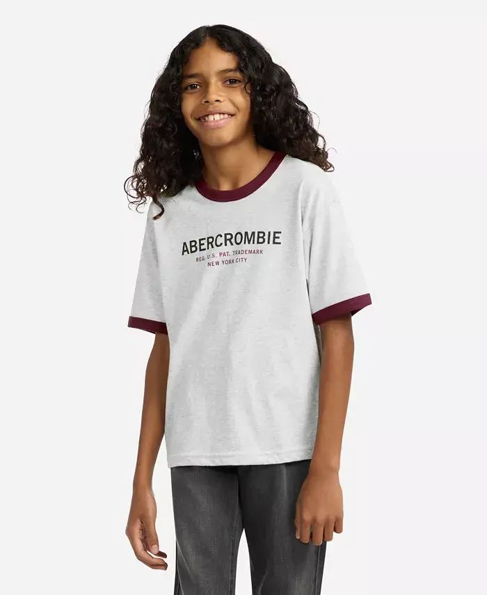 

Мальчиковая футболка с коротким рукавом рингер Abercrombie Kids, серый