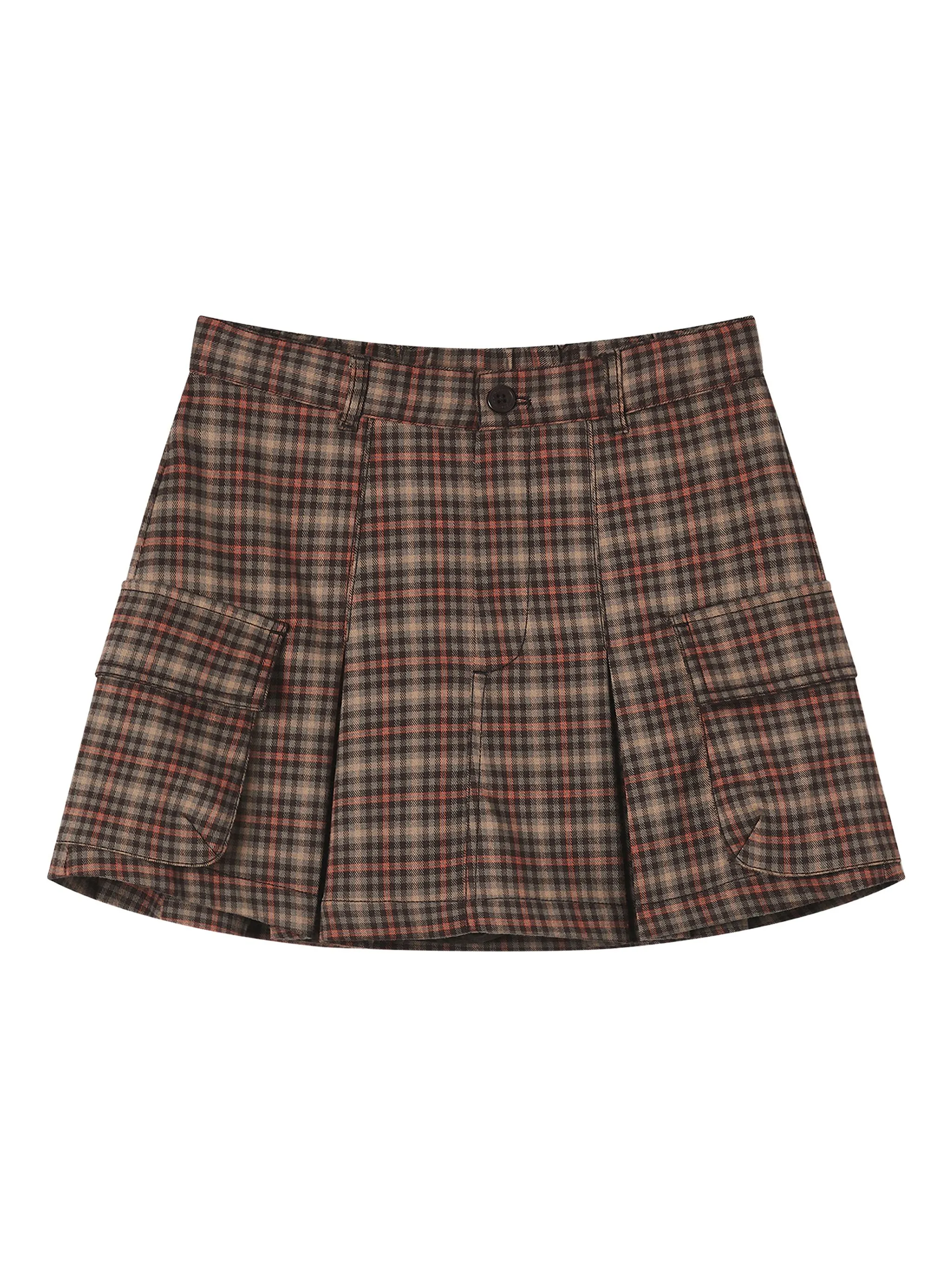 

Плиссированная юбка мини в клетку Chocoolate, коричневый