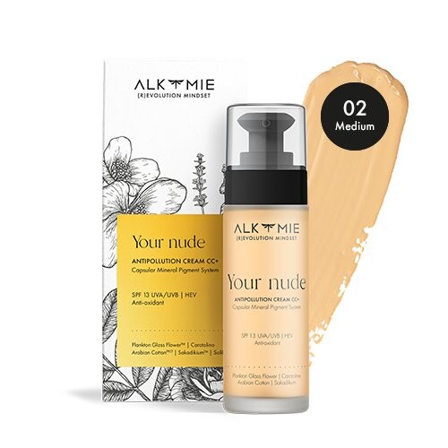 

СС-крем с интеллектуальной системой пигментов 02 Medium, 30 мл Alkmie, Your Nude