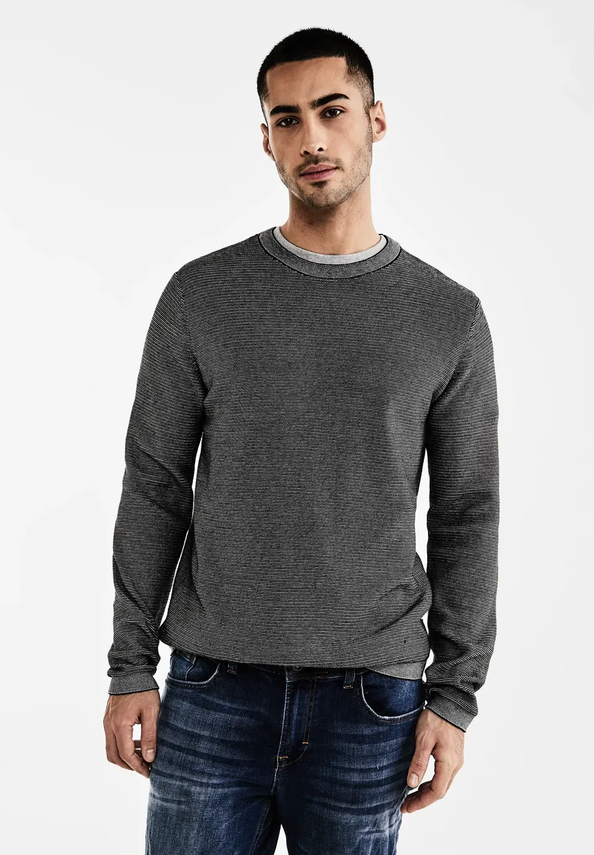 

STREET ONE MEN свитер с круглым вырезом, с круглым вырезом, цвет Carbon Grey Melange