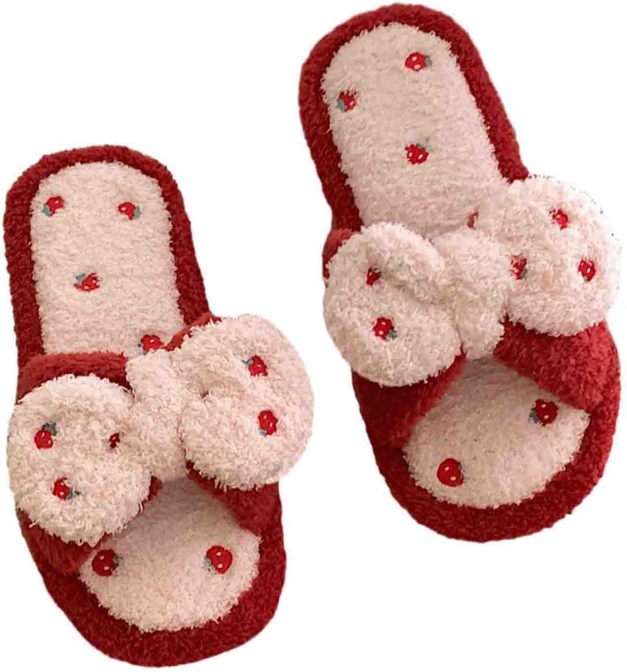 

Тапочки для женщин и мужчин с фруктовым принтом, плюшевые, удобные, с открытым носком, теплые и мягкие, домашние тапочки с памятью формы (40-41, клубника) Znel, 40-41 Strawberry