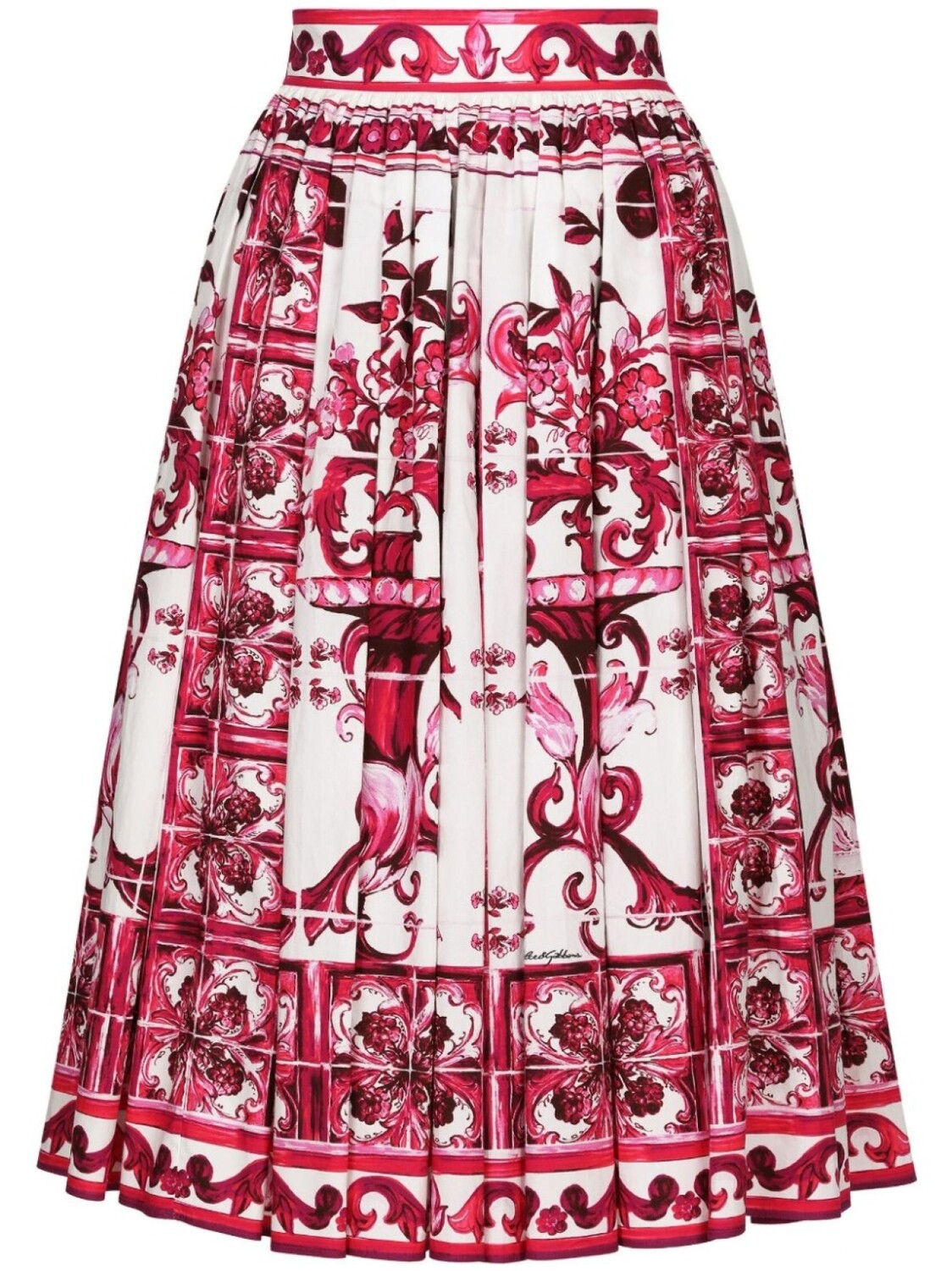 

Dolce & Gabbana поплиновая юбка с принтом Majolica, красный