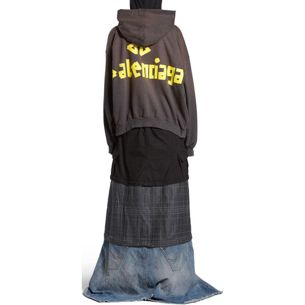 Толстовка tape type ripped pocket hoodie large fit 'dark grey' Balenciaga, серый — фото 4