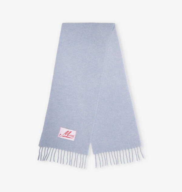

Шарф Brand-Patch из шерстяной смеси с бахромой Marni, синий