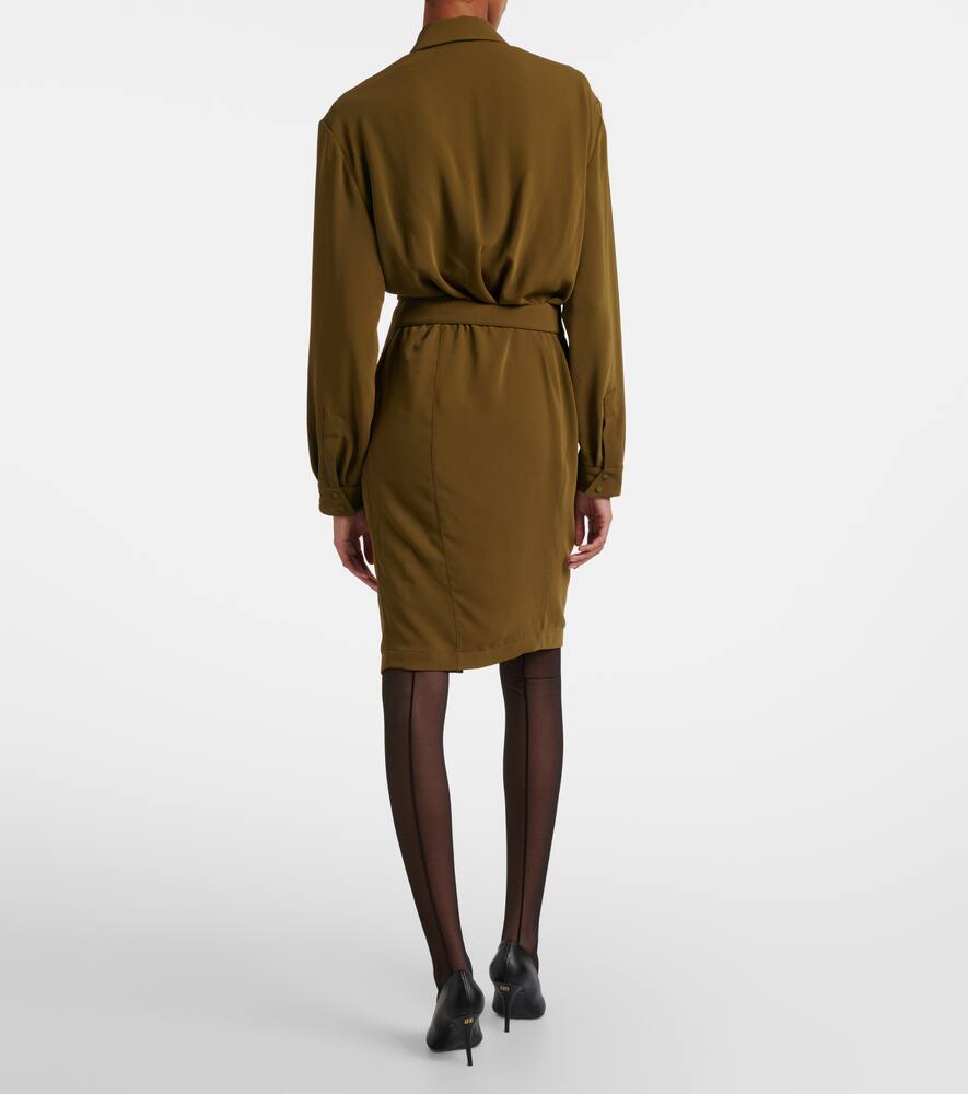 Рубашка-платье Cow-boys из креповой саржи Mugler, Olive Green — фото 3