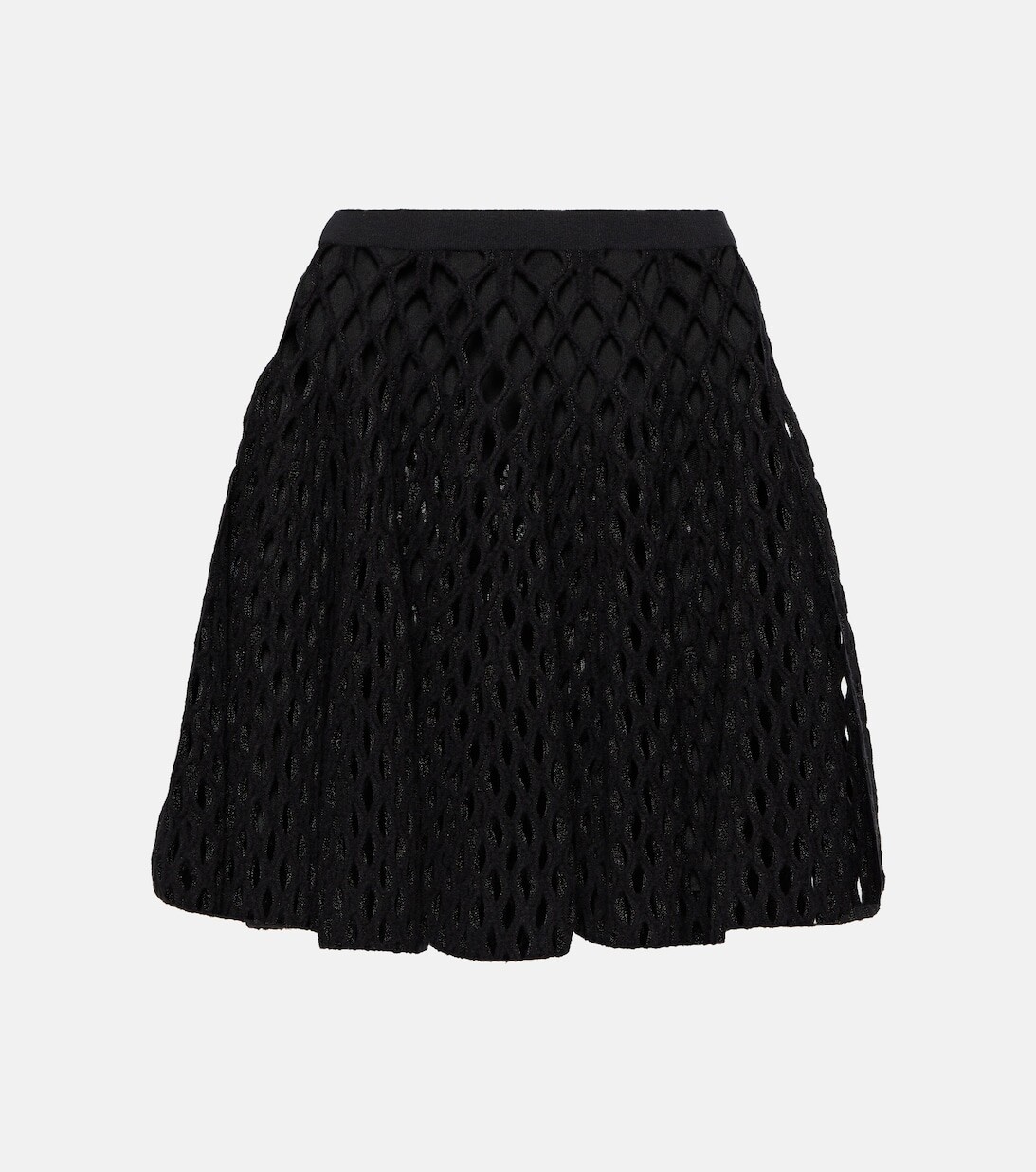 

Мини-юбка ажурной вязки из смесовой шерсти с высокой посадкой ALAÏA, черный