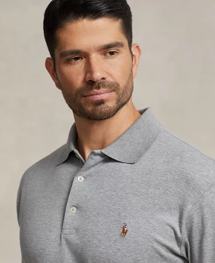 Мужская поло Big & Tall Classic Fit из мягкого хлопка Polo Ralph Lauren, серый — фото 3