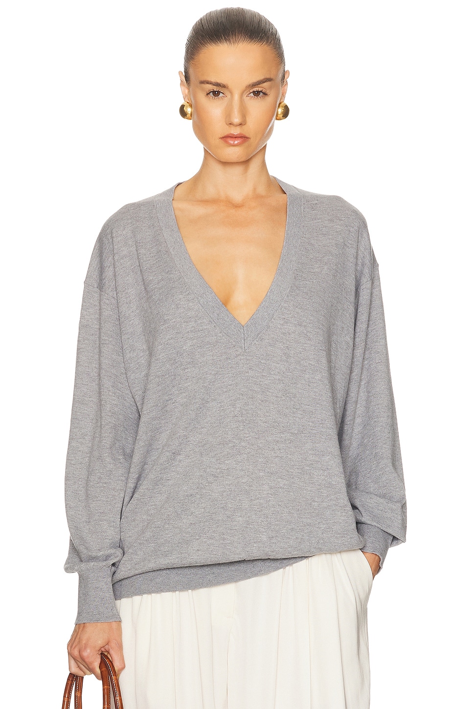 

Свитер Quintana с V-образным вырезом оверсайз Helsa, Heather Grey