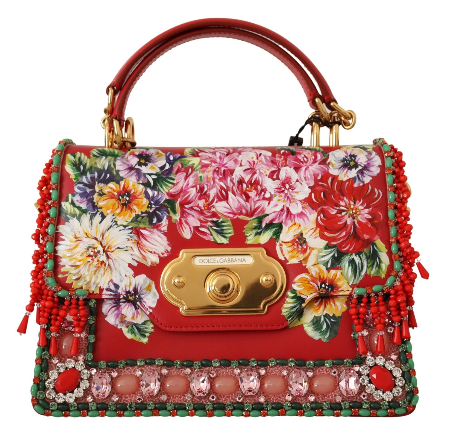 

Элегантная красная сумка через плечо с кристаллами Dolce & Gabbana