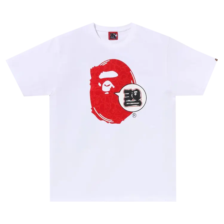 

Футболка BAPE 30th Anniversary Ape Head 'White/Red', белый