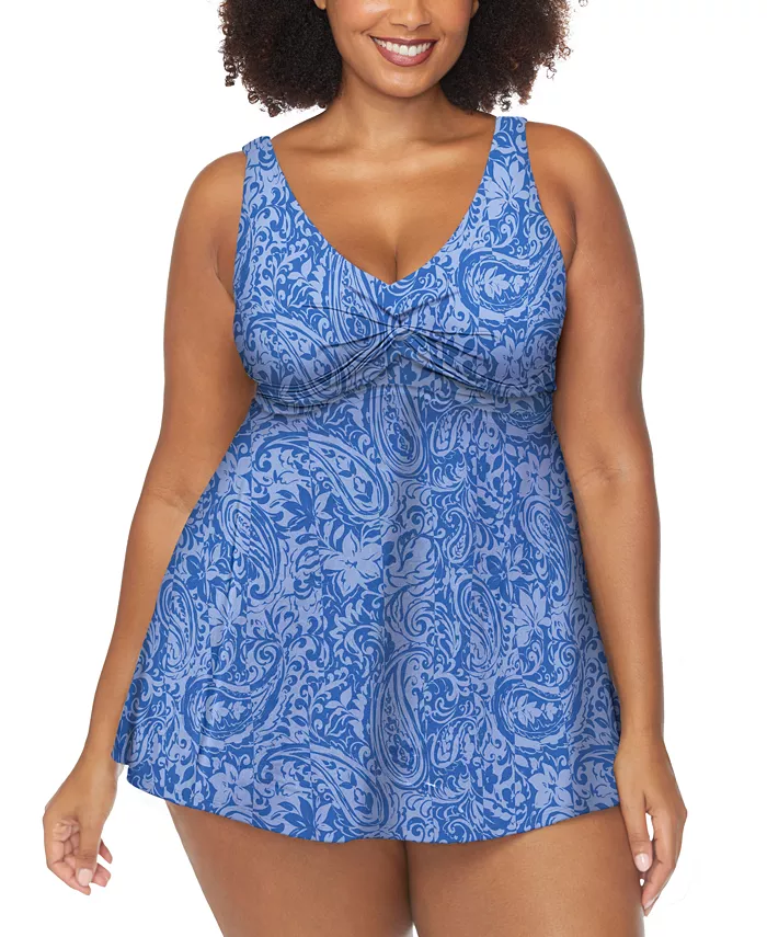 

Модное платье-купальник с принтом Trendy Plus Lucia Raisins Curve, синий