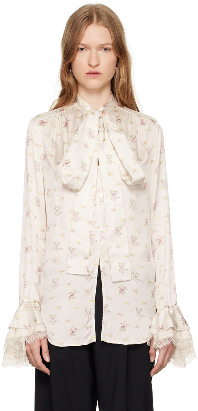 

Рубашка из сатина с цветочным принтом Off-White Blumarine