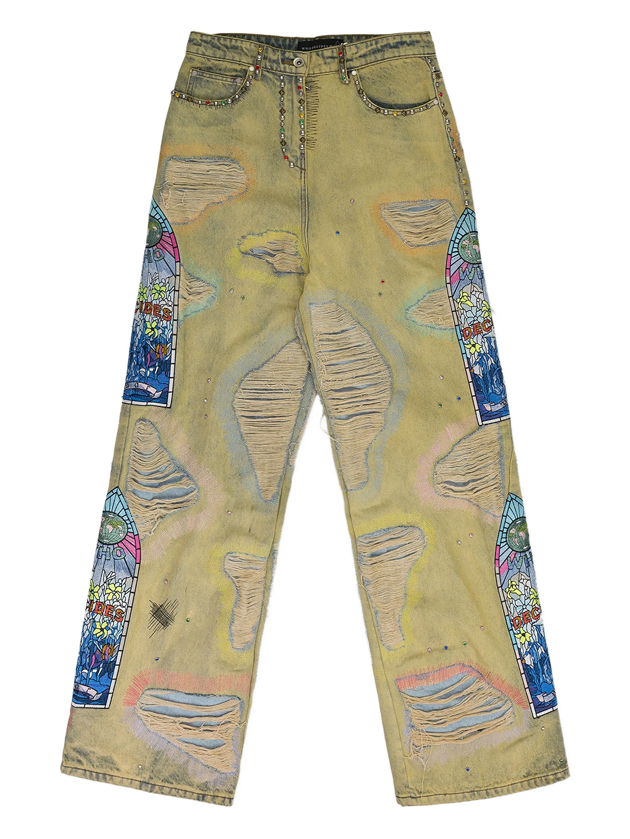 

Джинсы с эффектом потертости Who Decides War, бежевый