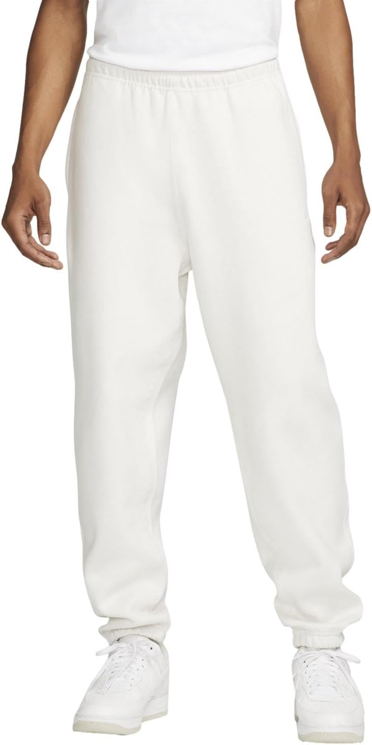 

Мужские флисовые брюки NIKE Solo Swoosh, серо-меланжевый, размер L, повседневный крой для ценителей комфорта, Phantom/White