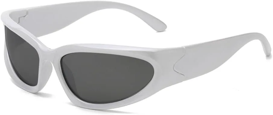 

Модные панк-очки, солнцезащитные очки в стиле Y2K для женщин, солнцезащитные очки с обтекаемой формой, очки с защитой от УФ-излучения UV400 KTUCN, Silver Black