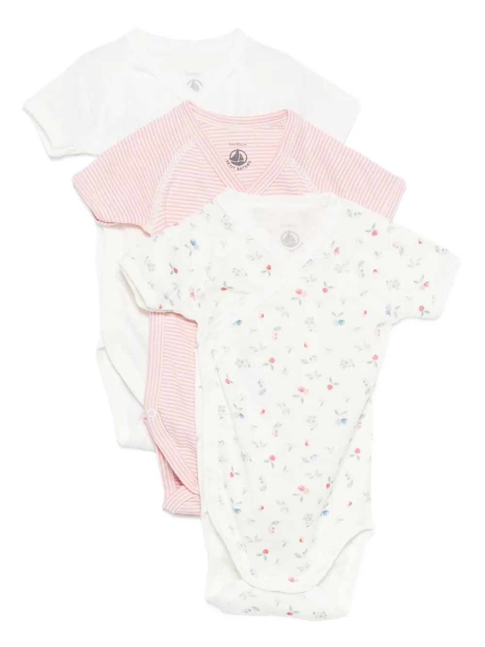 

Комплект из трех боди с принтом Petit Bateau, белый