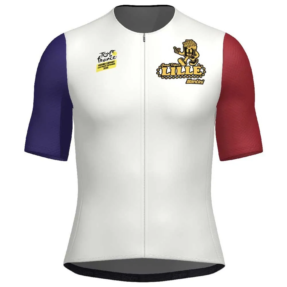 

Джерси Santini TDF Grand Depart Lille 2025 short sleeve, белый