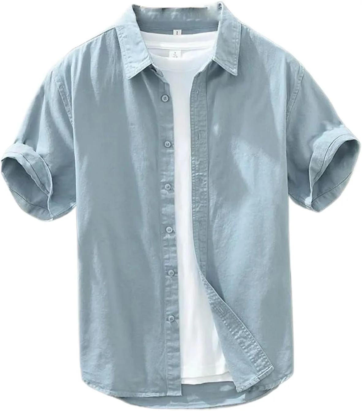 

Летняя простая универсальная рубашка с коротким рукавом для мужчин Harajuku Cotton MQMYJSP