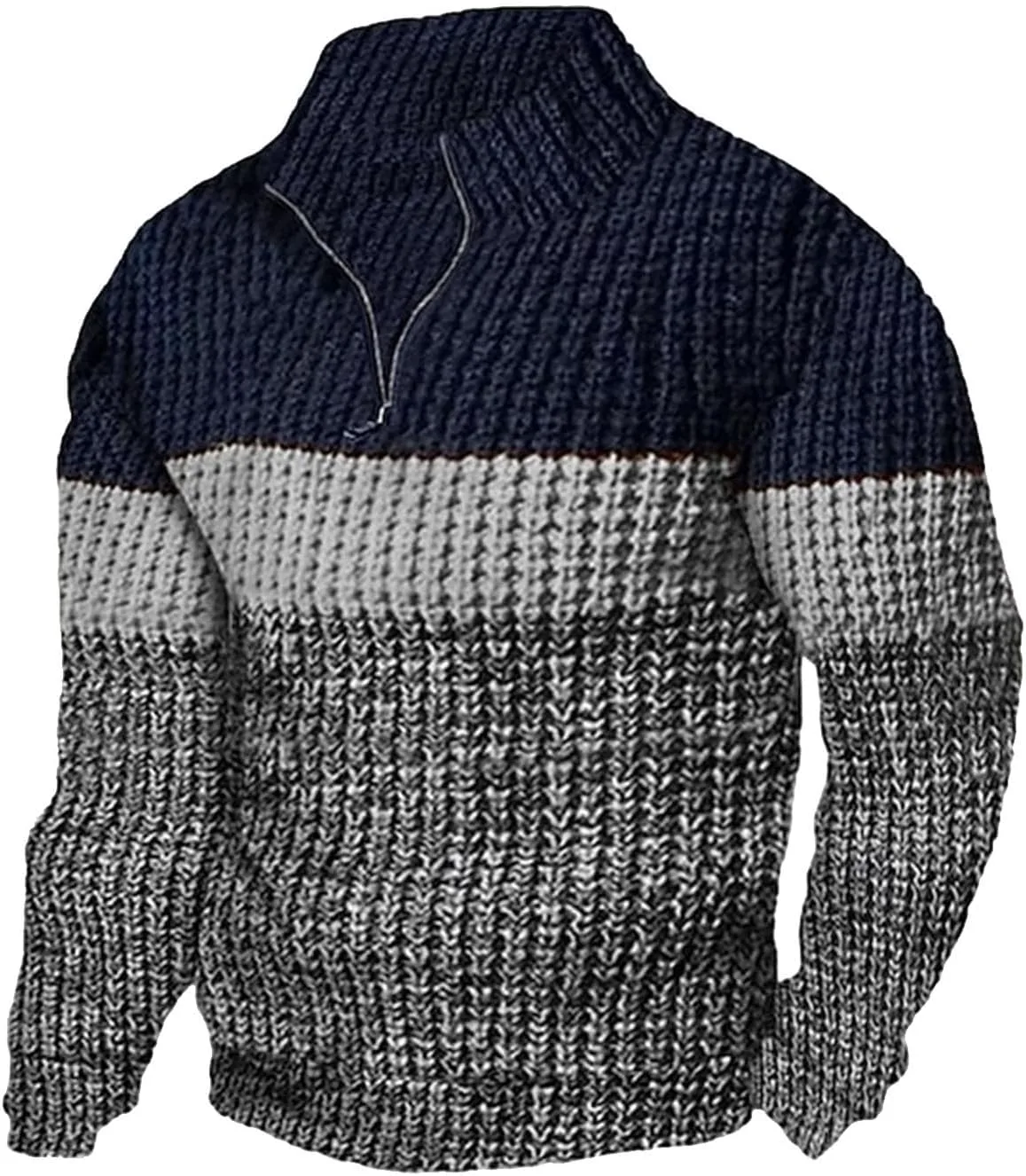 

Мужской свитер RTRDE с длинным рукавом, цветной блок, воротник-стойка, теплый, размеры M-3XL