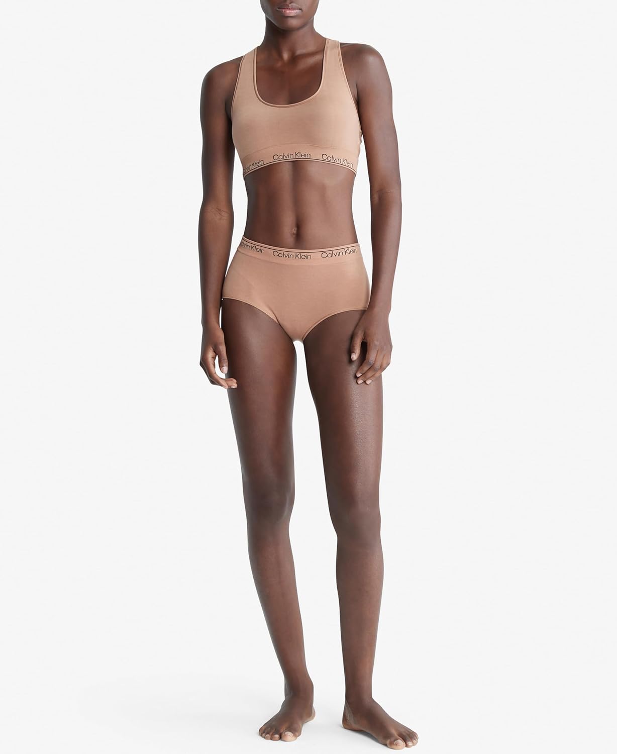 Calvin Klein Womens Modern Seamless Naturals Lightly Linen Bralette, Sandalwood — фото 4