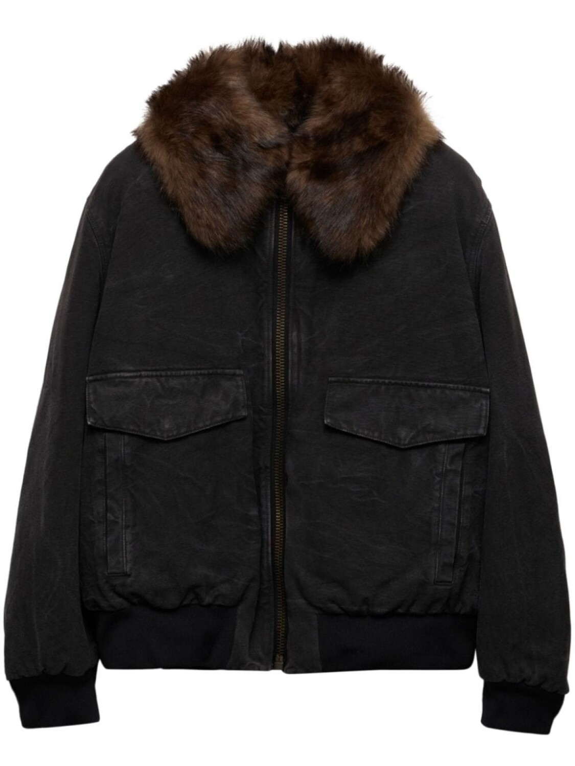 

Куртка с воротником из овчины Prada, черный