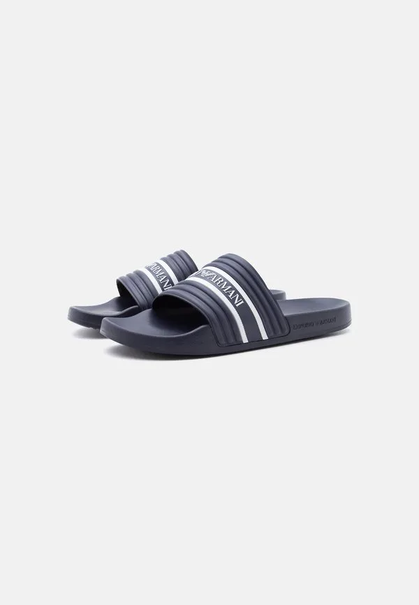 Мюли для водных горок с логотипом Emporio Armani, Blue/White — фото 2
